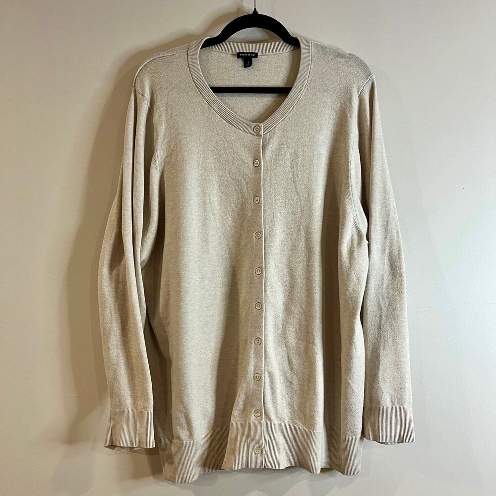Torrid Cardigan Button-Front Classic Sweater Heather Oatmeal size 4X - Picture 2 of 6